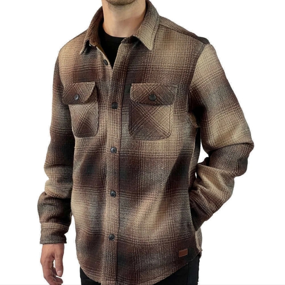 Jachs Men's Tan and Brown Plaid Shirt Jacket - Picture 2 of 13